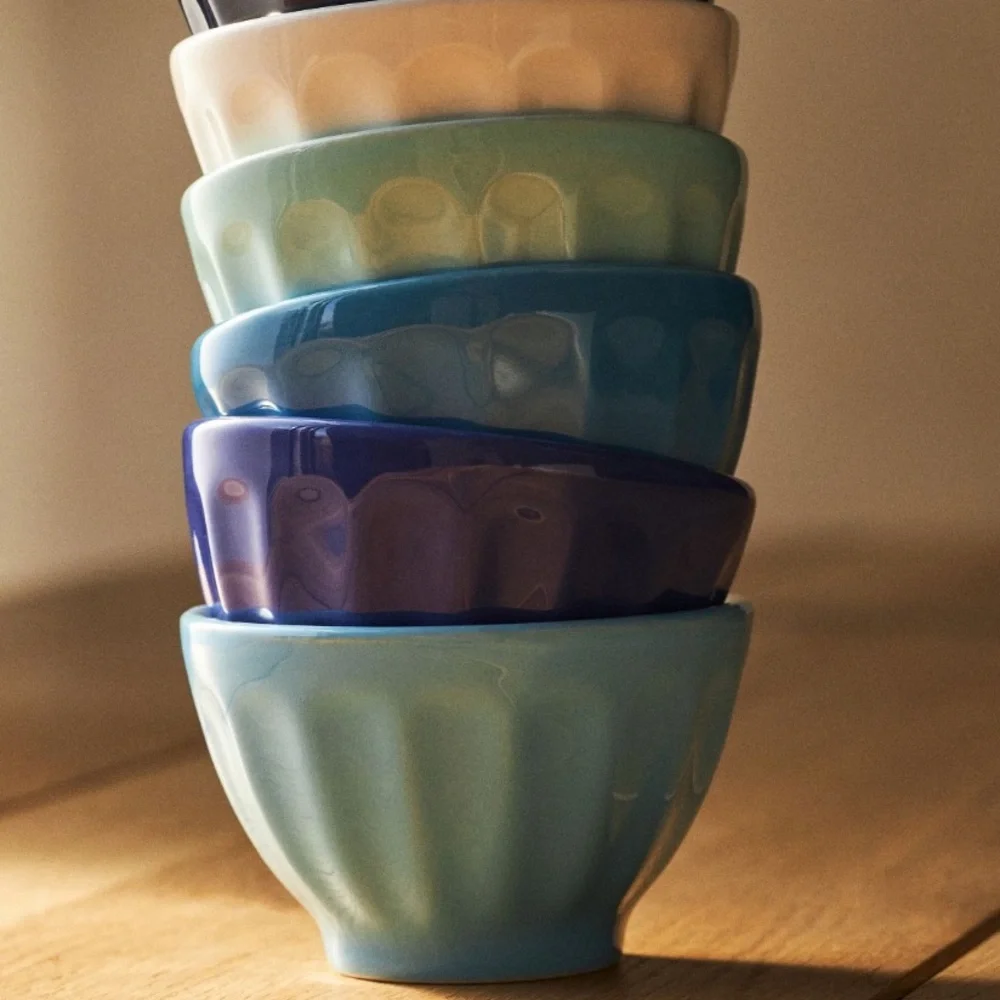 Latte Stone Nut Bowls Assorted Set Of Six: Amélie Edition Ocean Blues